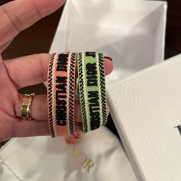 Dior Pink and Green Christian Friendship Bracelets